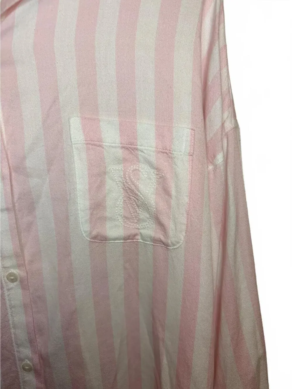 Victoria’s Secret Button Down Pink White Stripes Nightgown Size Medium Modest